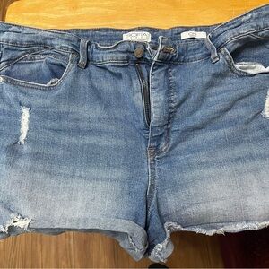 Sofia by Sofia Vergara Blue Jean Shorts with Distressed Hem